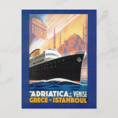 Vintage Greece and Istanbul Ocean Liner Travel Postcard