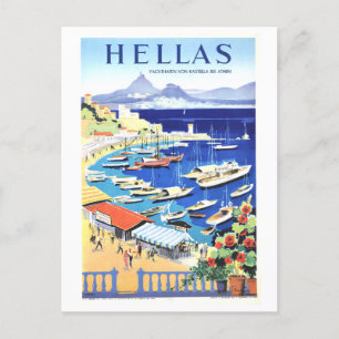 Vintage Greece (Hellas) Travel Poster Postcard