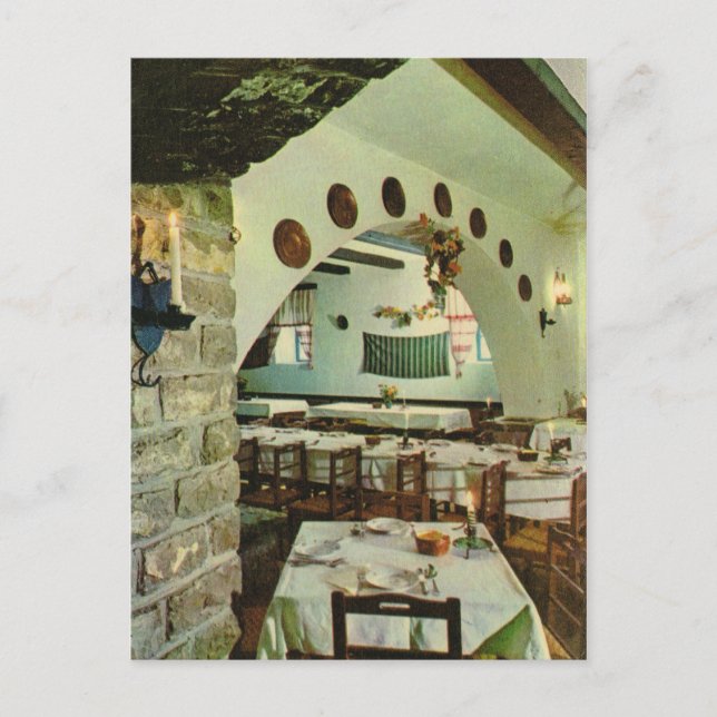 Vintage Greece, Inside a Greek Taverna Postcard (Front)
