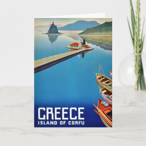 Vintage Greece Isle of Corfu Travel Postcard