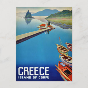 Vintage Greece Isle of Corfu Travel Postcard