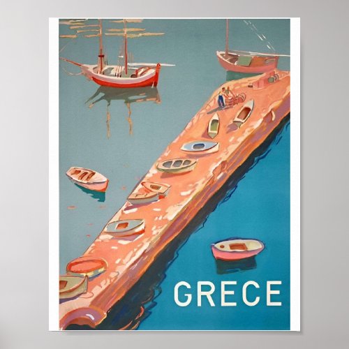 Vintage Greece Travel Beach Posters