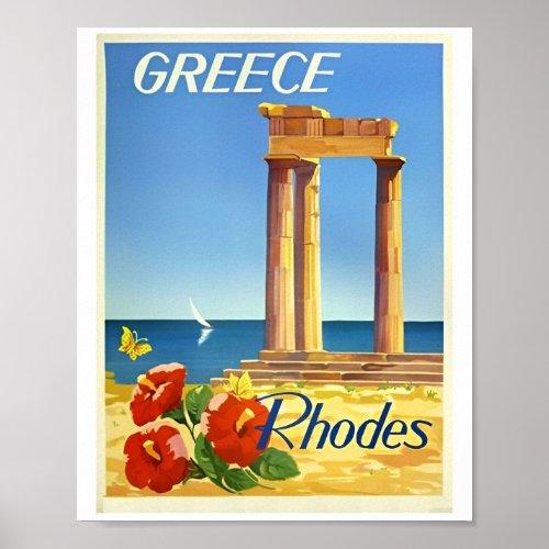 Vintage Greece Travel Canvas Poster