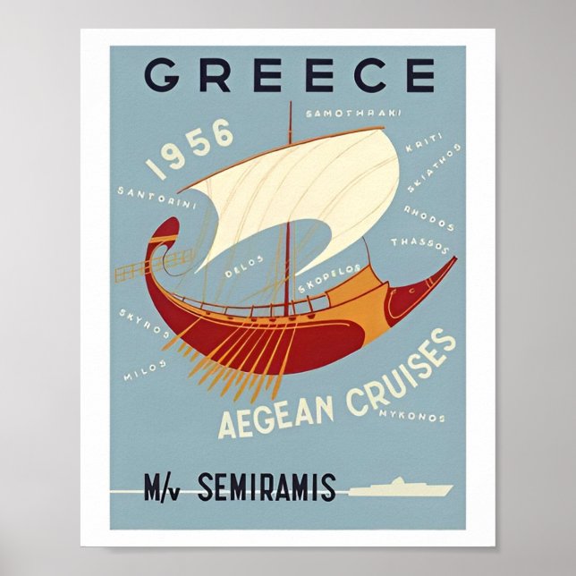 Vintage Greece Travel Graphic Poster (Front)