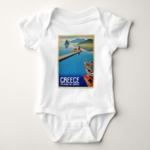 Vintage Greece Travel _ Island of Corfu Baby Bodysuit