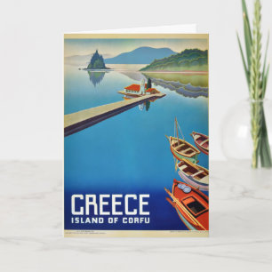 Vintage Greece Travel - Island of Corfu Card
