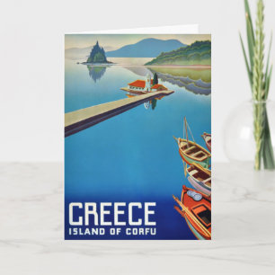 Vintage Greece Travel - Island of Corfu Card