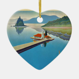 Vintage Greece Travel - Island of Corfu Ceramic Ornament