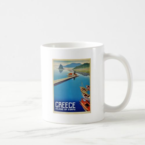 Vintage Greece Travel _ Island of Corfu Coffee Mug