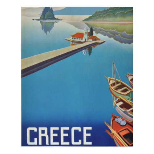 Vintage Greece Travel _ Island of Corfu Faux Canvas Print