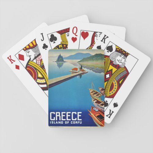 Vintage Greece Travel _ Island of Corfu Poker Cards