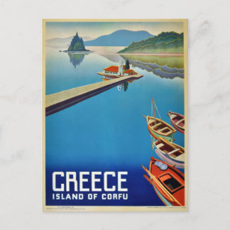 Vintage Greece Travel - Island of Corfu Postcard