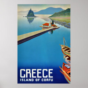 Vintage Greece Travel - Island of Corfu Poster