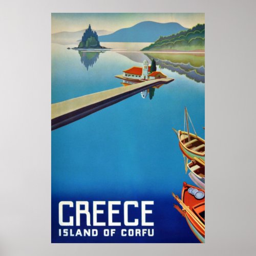 Vintage Greece Travel _ Island of Corfu Poster