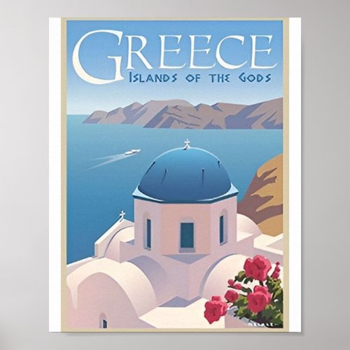 Vintage Greece Travel Ocean Posters