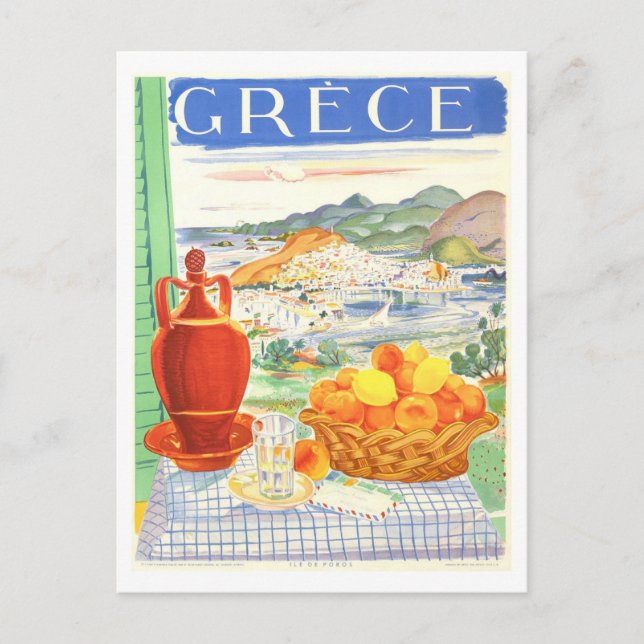 Vintage Greece Travel Poster Postcard (Front)