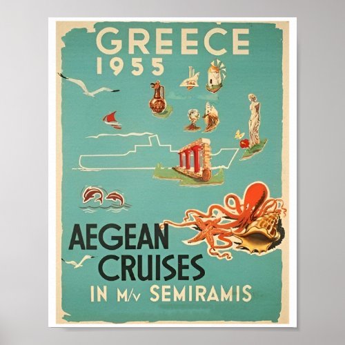 Vintage Greece Travel Sea Posters