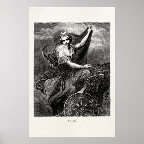 Vintage Greek Goddess Diana Artemis Roman Ancient Poster