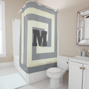 Vintage Greek Key Monograms Grey Patterns Trendy Shower Curtain