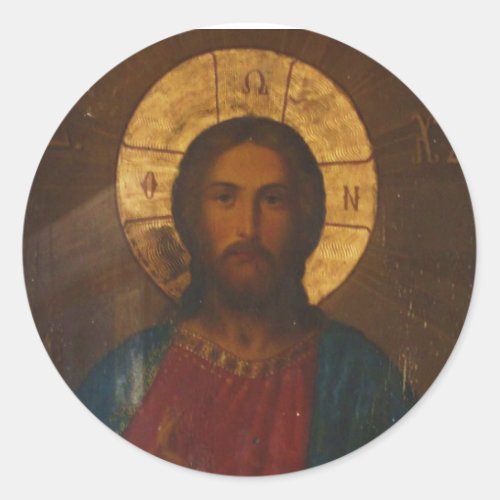 VINTAGE GREEK ORTHODOX ICON CLASSIC ROUND STICKER