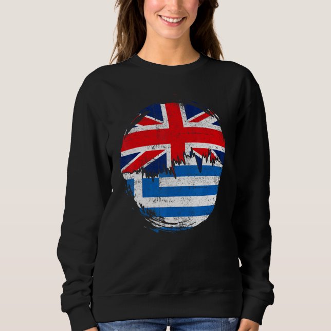 Vintage Greeks British Flag Roots Greece Distresse Sweatshirt (Front)