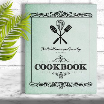 Vintage Green Aged Paper Family Cookbook Mini Binder by reflections06 at Zazzle