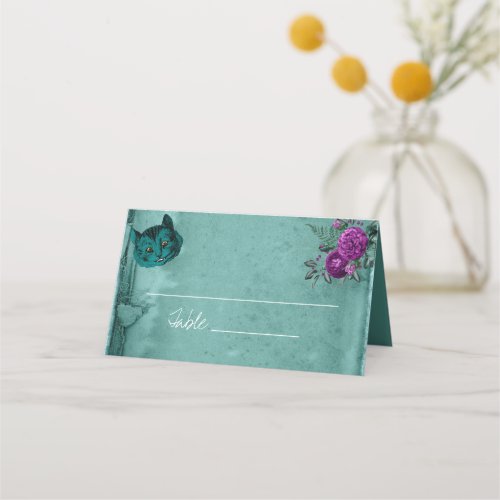 Vintage Green Alice in Wonderland Wedding Place Card