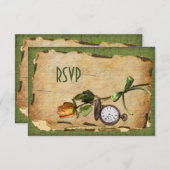 Vintage Green and Gold Reply Card (Front/Back)