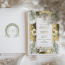 Vintage Green and Gold Wedding Art Nouveau Mucha Foil Invitation