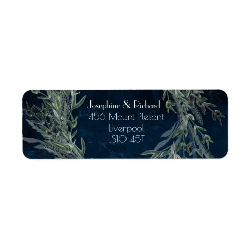Vintage Green and navyFoliage Return Address Lable Label