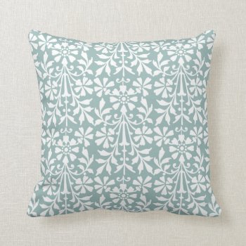 Vintage Green And White Pre-raphaelite Floral Throw Pillow by VillageDesign at Zazzle