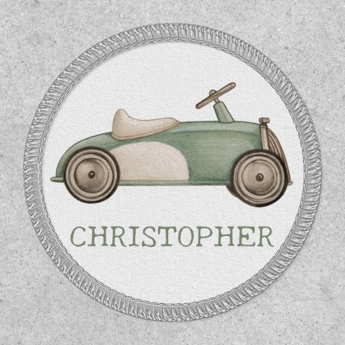 Vintage Green and White Toy Car Personalized Patch