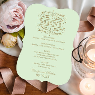 Vintage Green Antique Flourish Wedding Menu