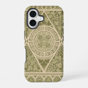 Vintage Green Art Nouveau Floral Pattern iPhone 16 Case