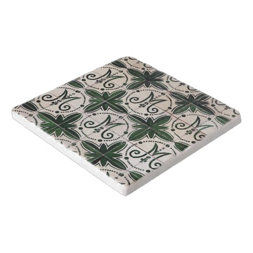 Vintage green azulejo trivet