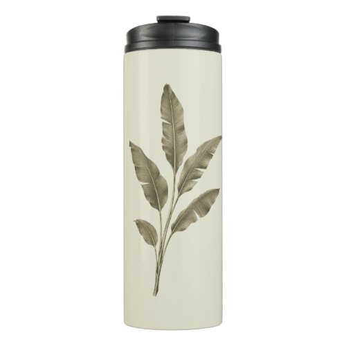 Vintage Green Banana Leaves Thermal Tumbler