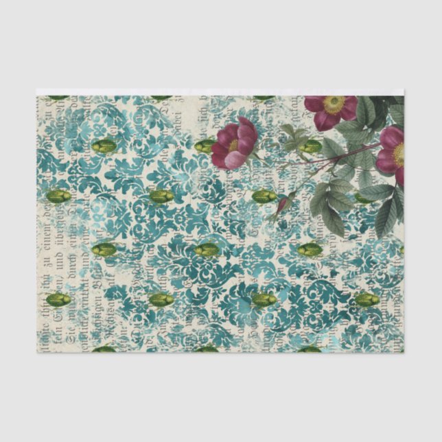 Vintage Green Beetle Insect Tissue Paper (Front)