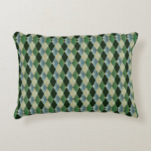 Vintage Green beige geometrical St Patrick pattern Accent Pillow