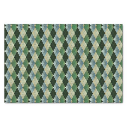 Vintage Green beige geometrical St Patrick pattern Tissue Paper