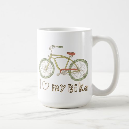 Vintage Green Bicycle I Love My Bike Mug