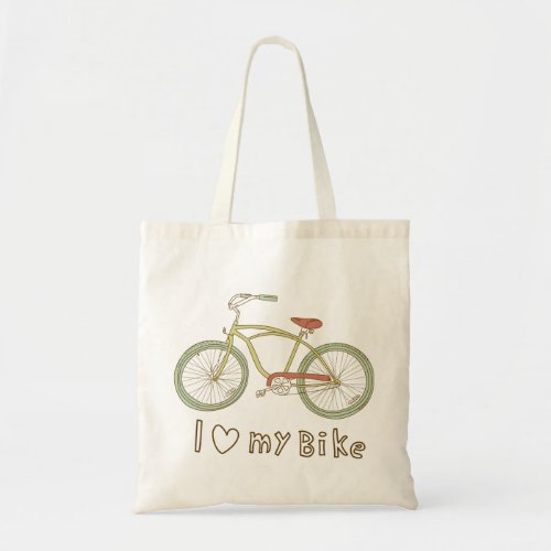 Vintage Green Bicycle I Love My Bike Tote Bag