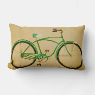 Vintage Green Bicycle Lumbar Pillow