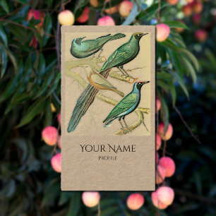Vintage green birds -Kraft Business Card