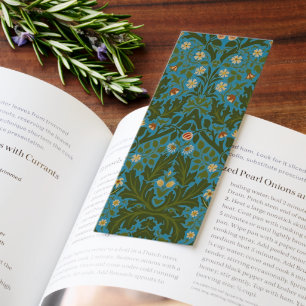 Vintage Green Blue William Morris Autumn Flowers Bookmarks
