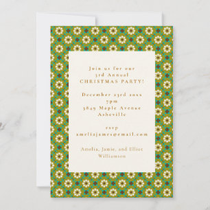 Vintage Green Boho Floral Christmas Holiday Party Invitation