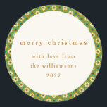 Vintage Green Boho Floral Custom Merry Christmas Classic Round Sticker<br><div class="desc">Vintage Green Boho Floral Custom Merry Christmas Classic Round Sticker</div>