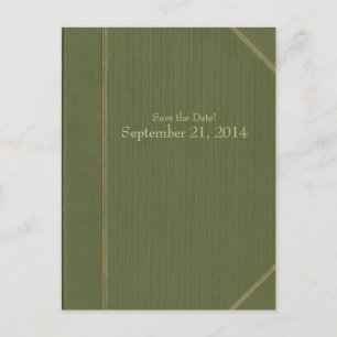 Vintage Green Book Save the Date Announcement Postcard