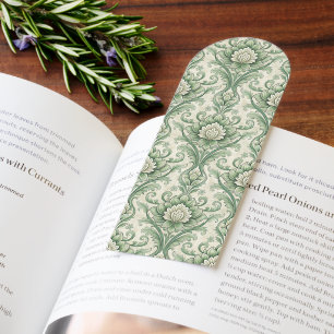 Vintage green botanical pattern bookmarks