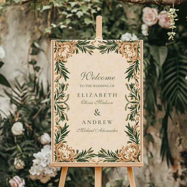 Vintage Green Botanical Wedding Foam Board (Creator Uploaded)