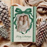 Vintage Green Bow Gingham Plaid Photo Christmas Holiday Card<br><div class="desc">Send warm wishes in timeless style with this elegant Green Bow-themed Christmas photo card! Featuring a beautifully hand-painted satin ribbon in deep evergreen,  this classic design frames your family photos with festive charm and sophistication. Perfect for sharing heartfelt holiday greetings with friends and loved ones.</div>
